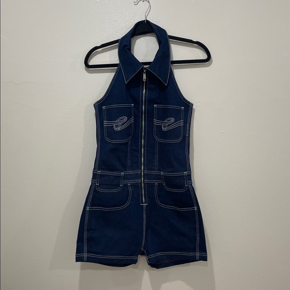 Telfar Stretch Denim Romper